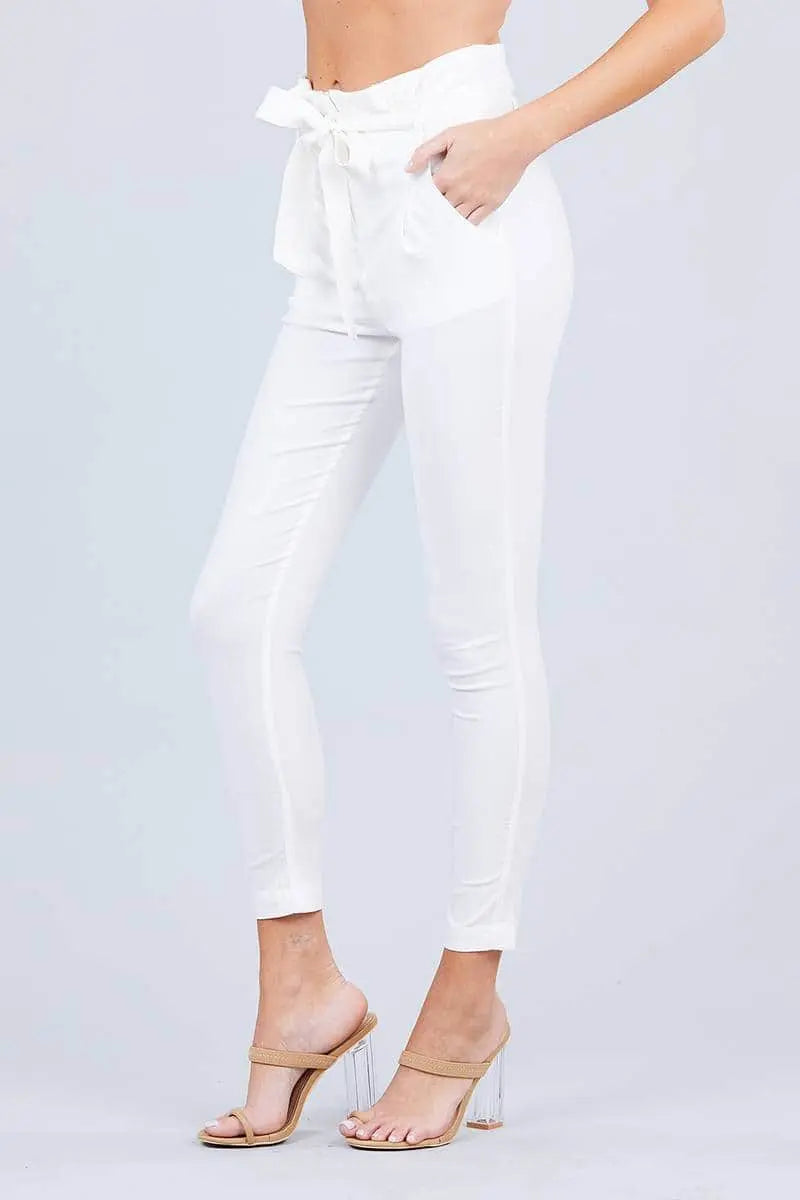 High Waisted Belted Pegged Stretch Pant Blue Zone Planet