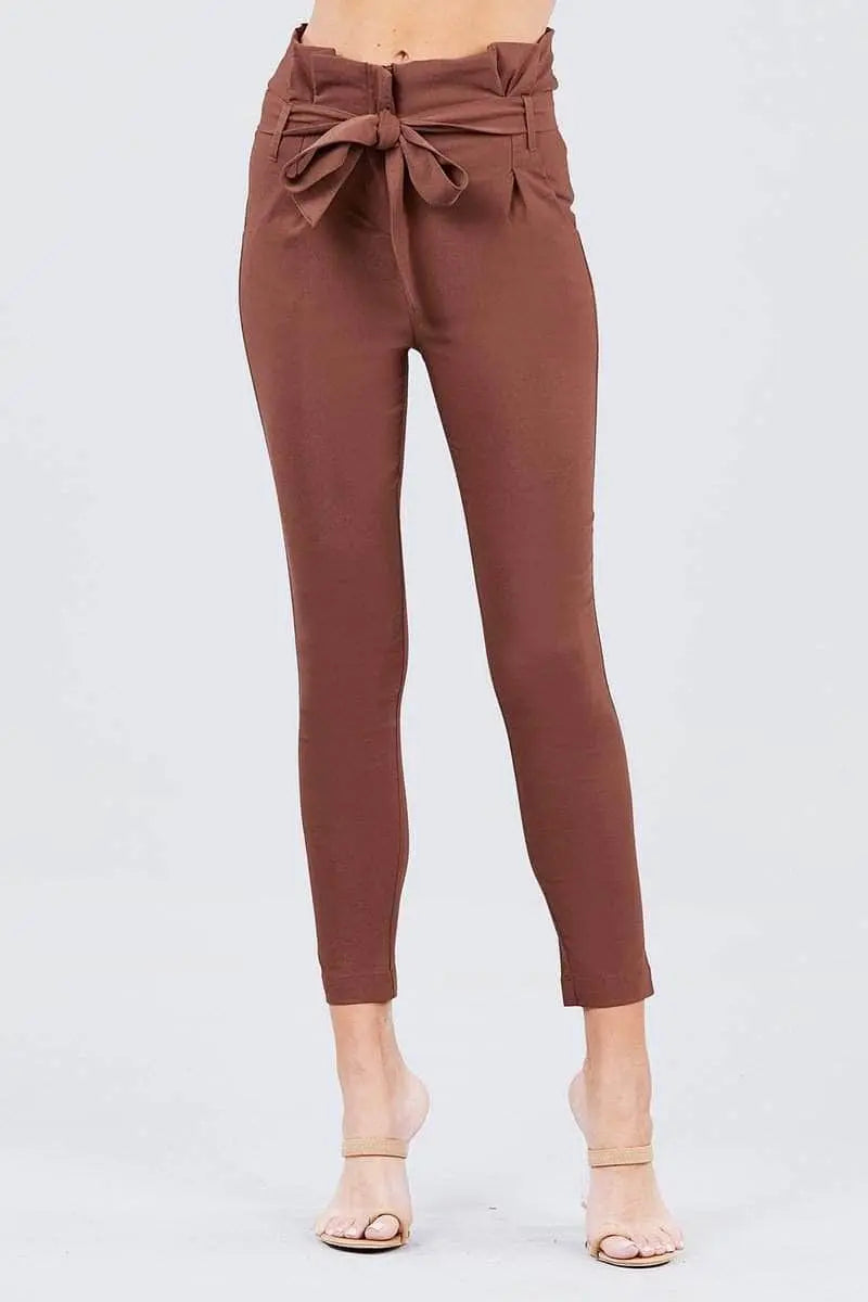 High Waisted Belted Pegged Stretch Pant Blue Zone Planet