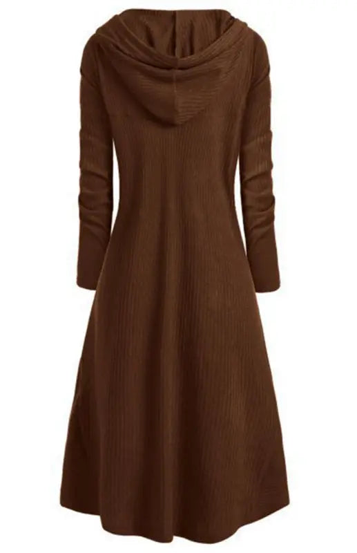 Hooded Casual Loose Elastic Solid Coat Dress kakaclo