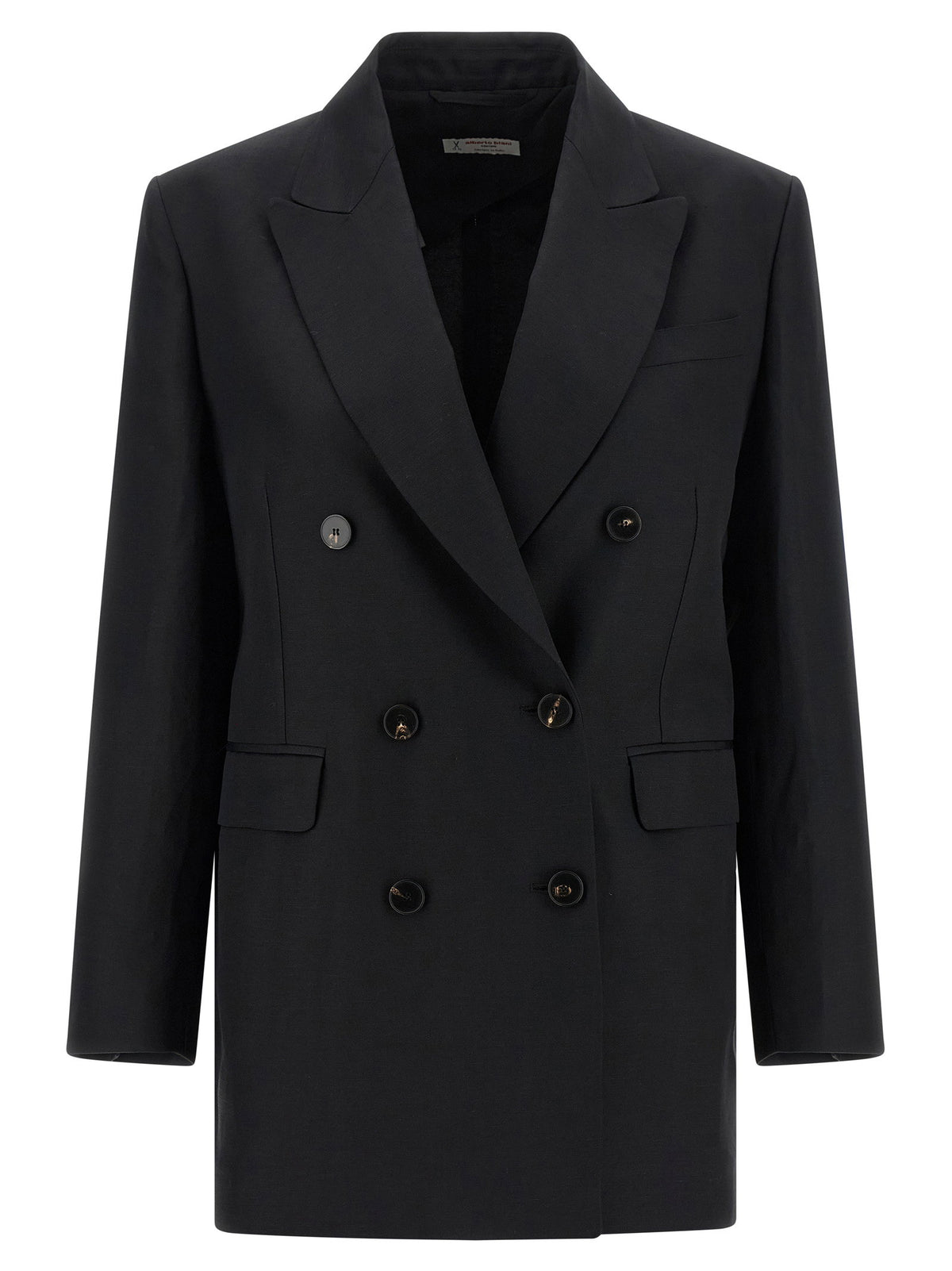 Alberto Biani Linen Viscose Blazer-Jackets-[Adult]-[Female]-40 IT-Black-2022 Online Blue Zone Planet