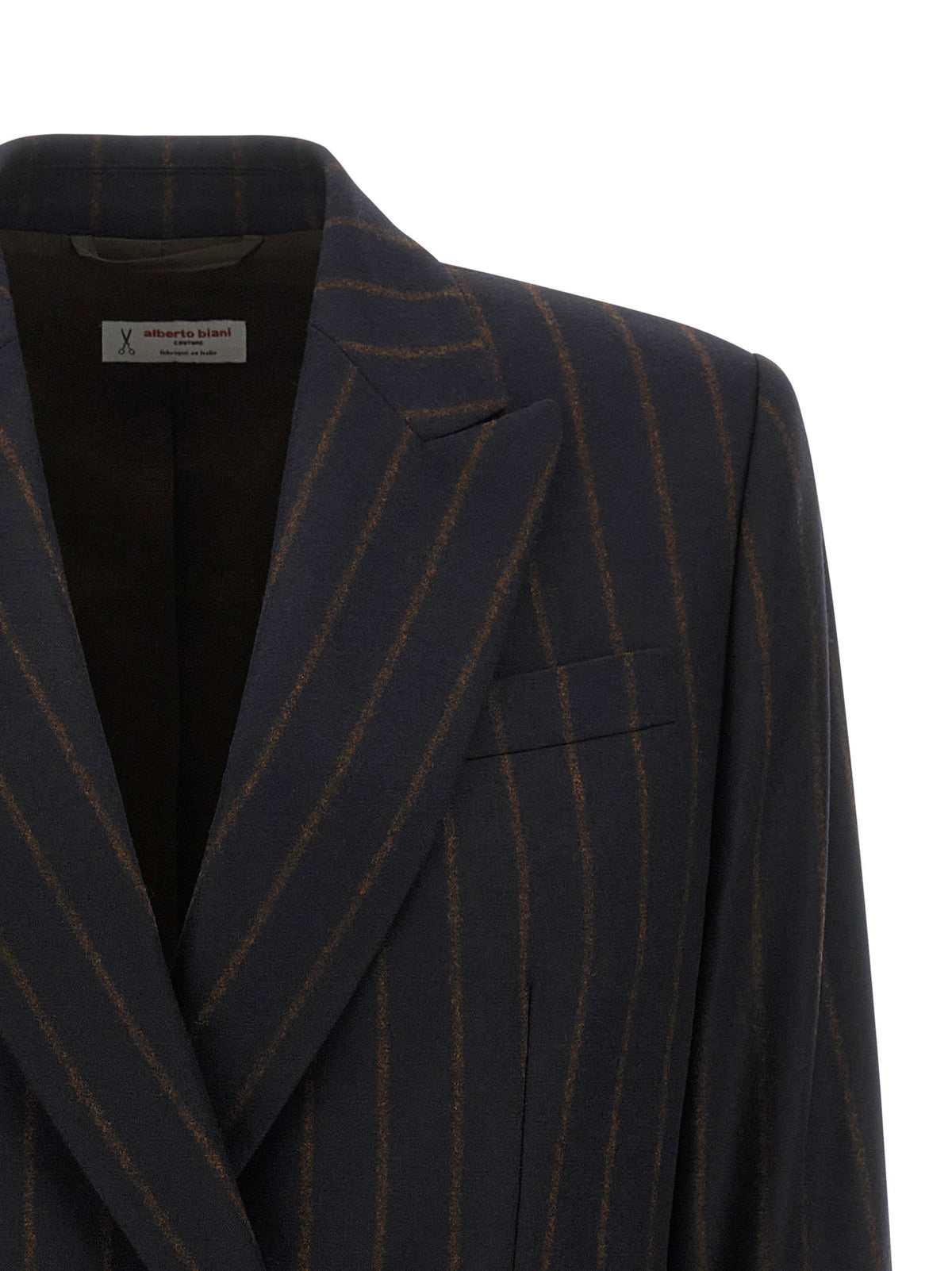 Alberto Biani Pinstripe Flannel Blazer-Jackets-[Adult]-[Female]-2022 Online Blue Zone Planet