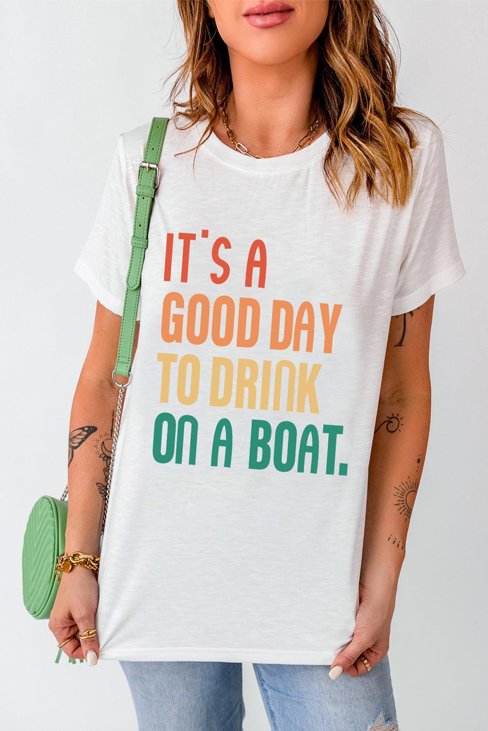 IT'S A GOOD DAY TO DRINK ON A BOAT Graphic Tee BLUE ZONE PLANET