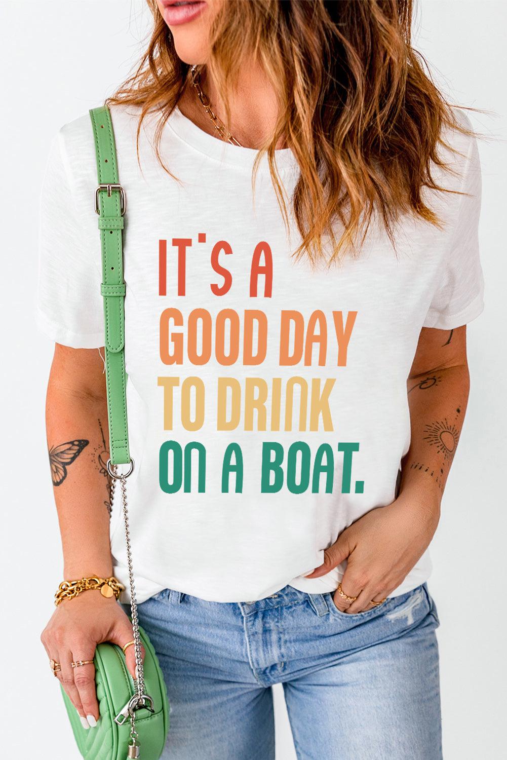 IT'S A GOOD DAY TO DRINK ON A BOAT Graphic Tee BLUE ZONE PLANET