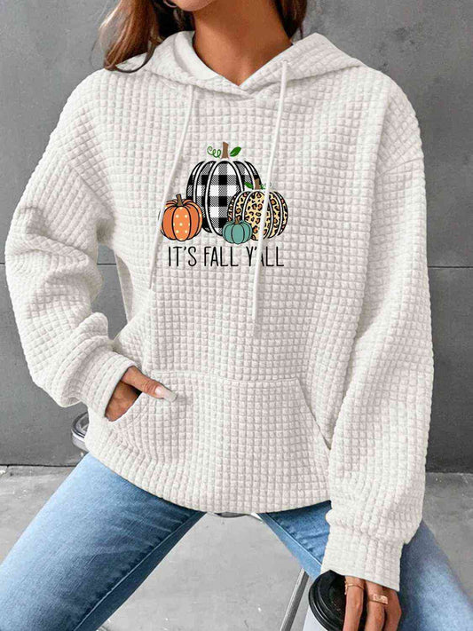 IT'S FALL YALL Full Size Graphic Hoodie BLUE ZONE PLANET