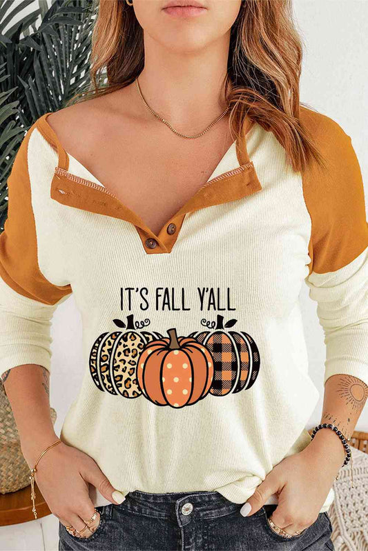 IT'S FALL Y'ALL Graphic Top-TOPS / DRESSES-[Adult]-[Female]-Tangerine-S-2022 Online Blue Zone Planet
