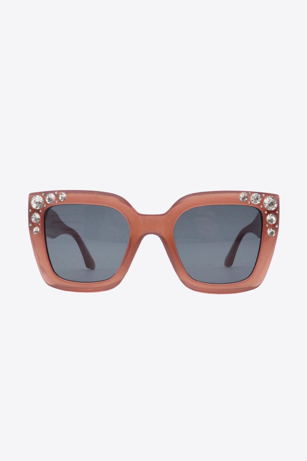 Inlaid Rhinestone Polycarbonate Sunglasses BLUE ZONE PLANET