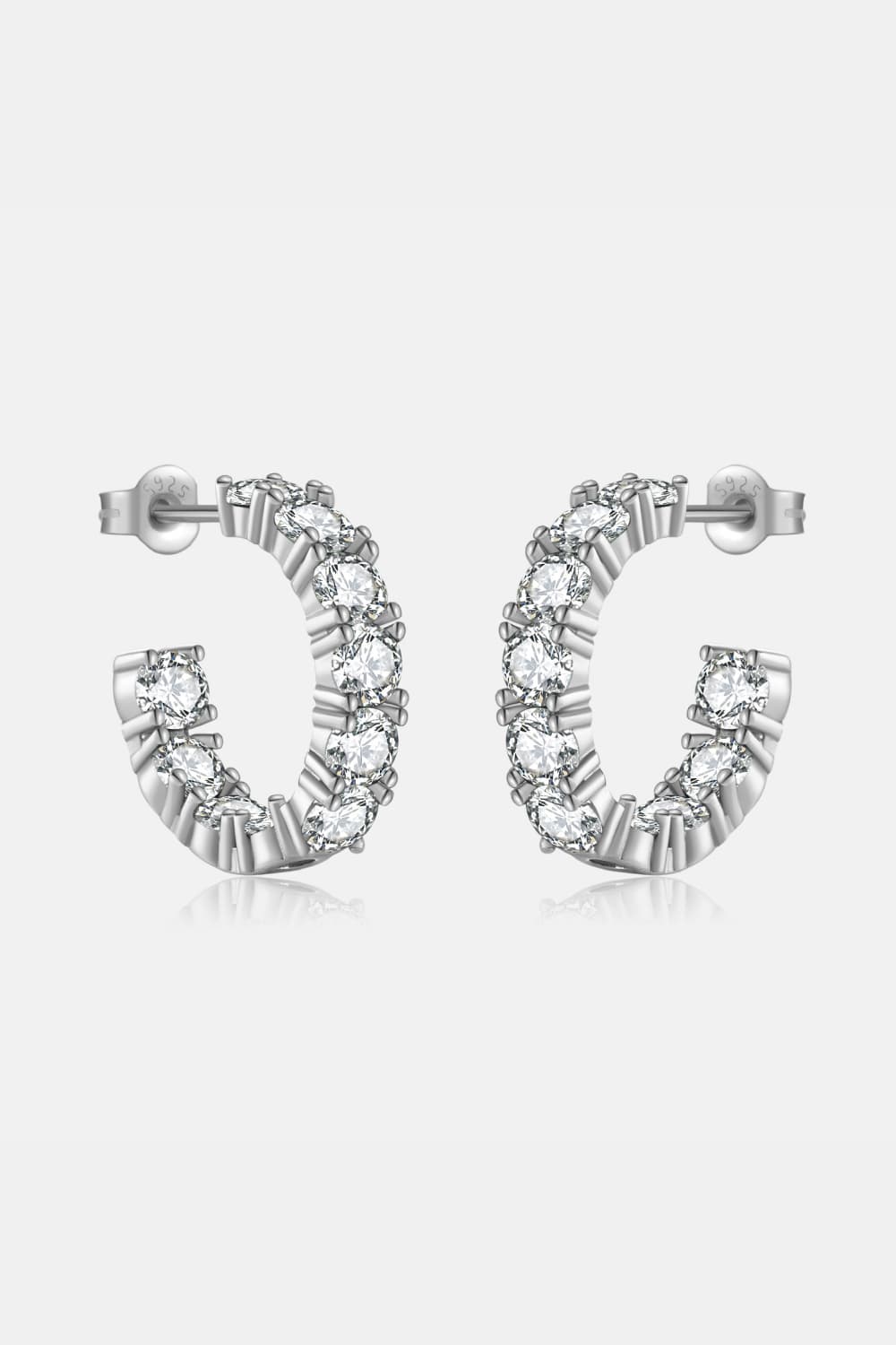 Inlaid Zircon C-Hoop Earrings BLUE ZONE PLANET