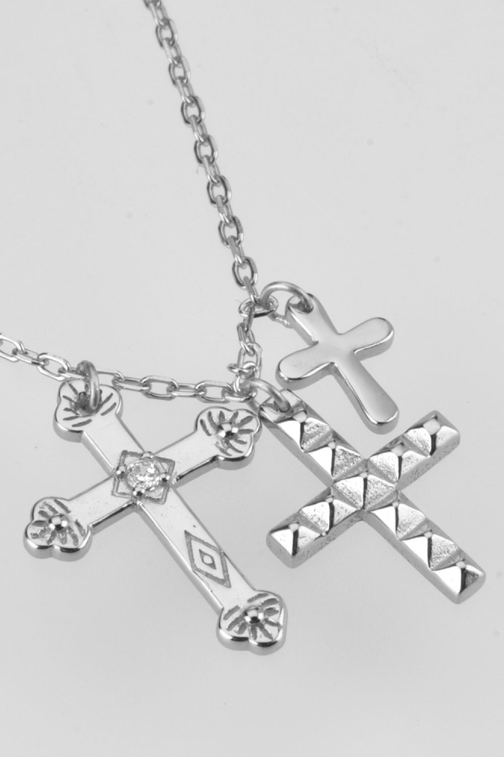 Inlaid Zircon Cross Pendant Necklace BLUE ZONE PLANET