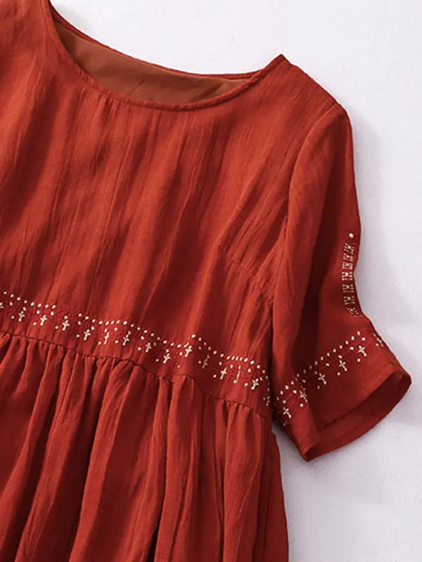 dress loose literary Printed Floral Dress Summer Dress Cotton Dress Casual Loose Tunics Dresses Customized Dress Plus Size literary clothes long Linen Dresses