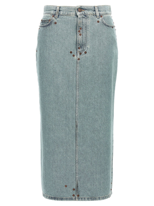 Moschino Rivets Denim Skirt-Skirts-[Adult]-[Female]-42 IT-Light blue-2022 Online Blue Zone Planet