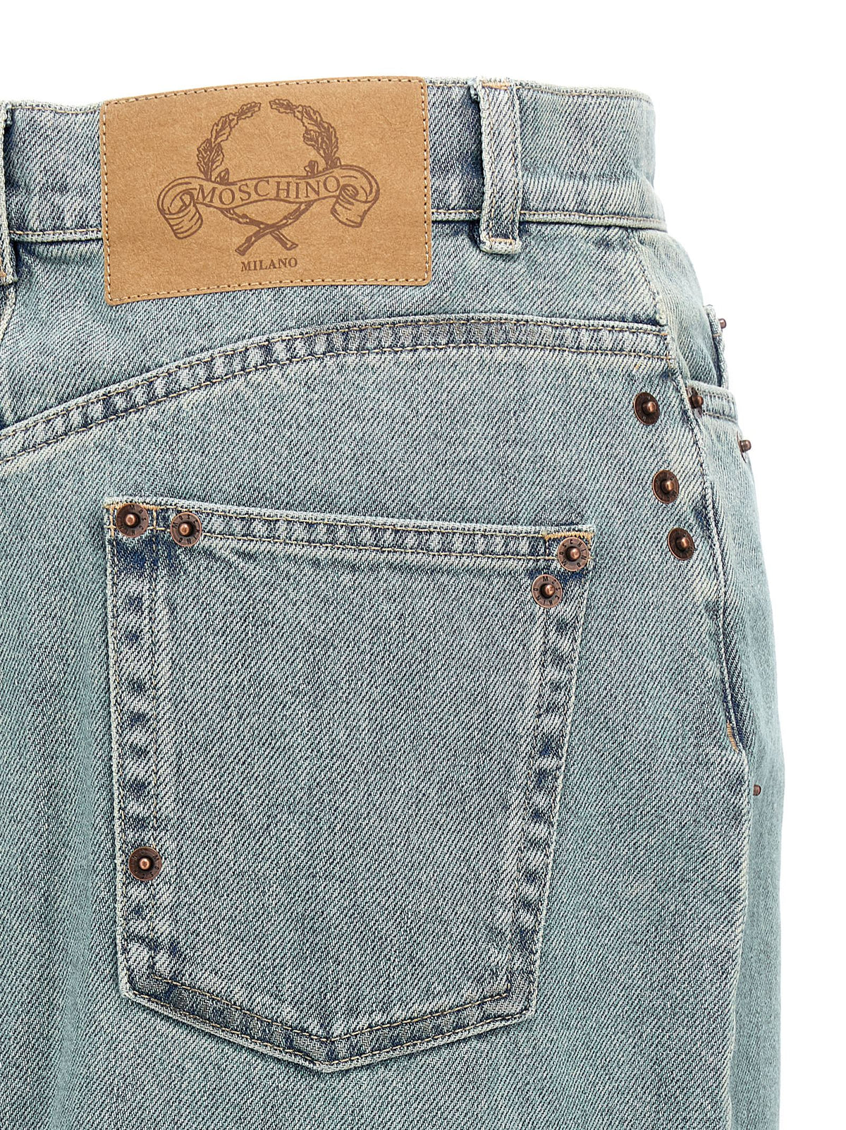 Moschino Rivets Denim Skirt-Skirts-[Adult]-[Female]-2022 Online Blue Zone Planet