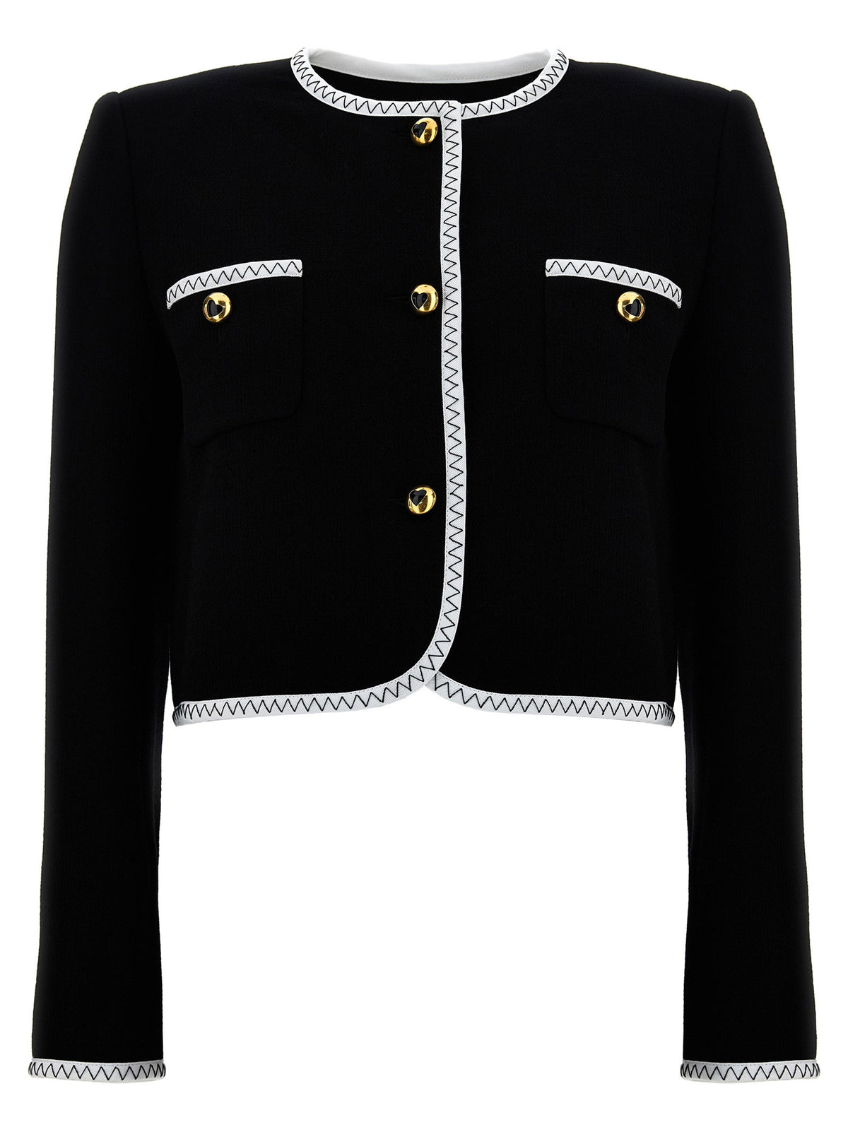 Moschino Crepe Short Jacket-Jackets-[Adult]-[Female]-44 IT-White/black-2022 Online Blue Zone Planet