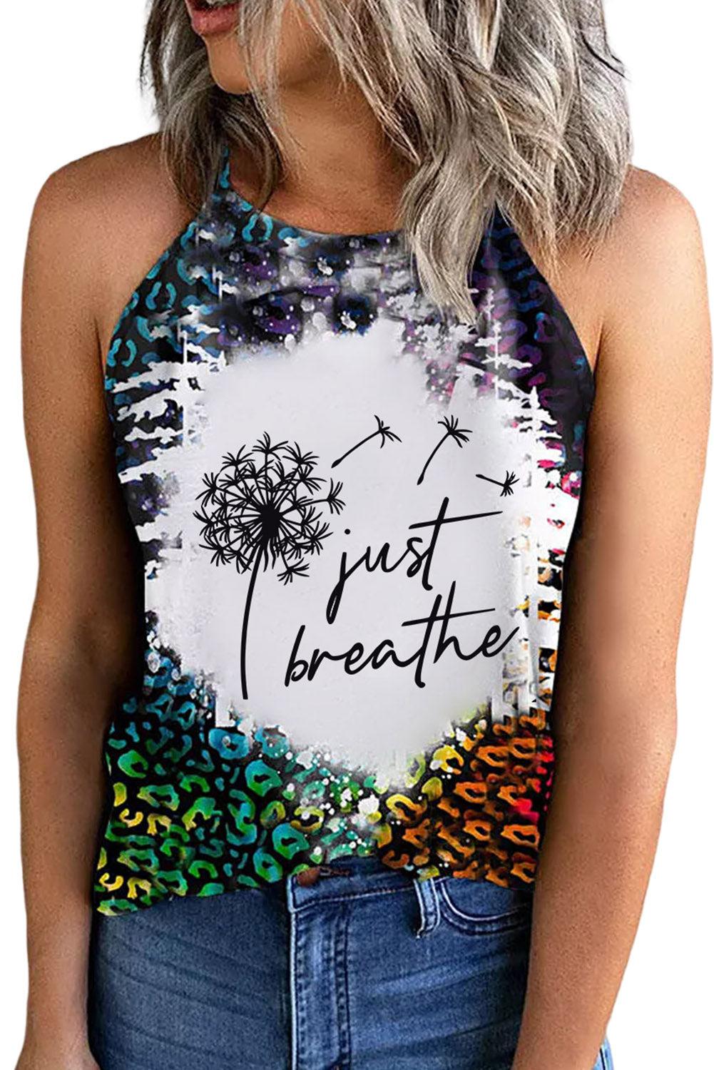 JUST BREATHE Graphic Leopard Tank BLUE ZONE PLANET