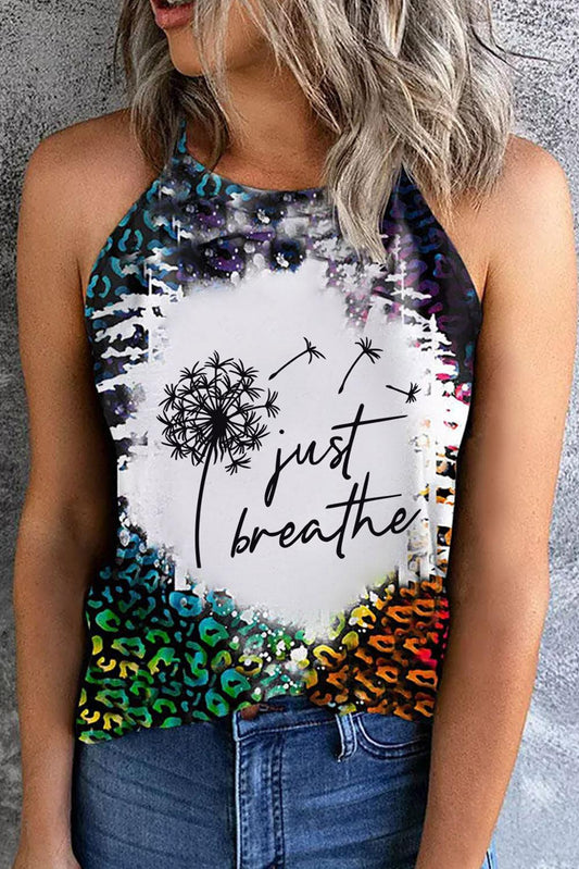 JUST BREATHE Graphic Leopard Tank BLUE ZONE PLANET