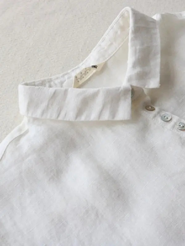 Jade's Simple Loose Three-Quarter Sleeve Lapel Shirt Dress BLUE ZONE PLANET