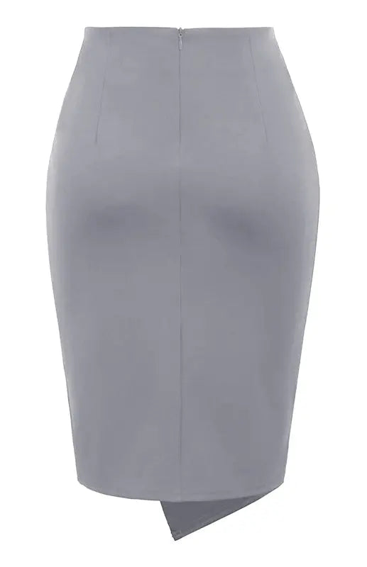 Janet's Pleated Solid Color Bodycon Midi Skirt kakaclo