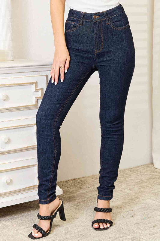 Judy Blue Full Size High Waist Pocket Embroidered Skinny Jeans BLUE ZONE PLANET