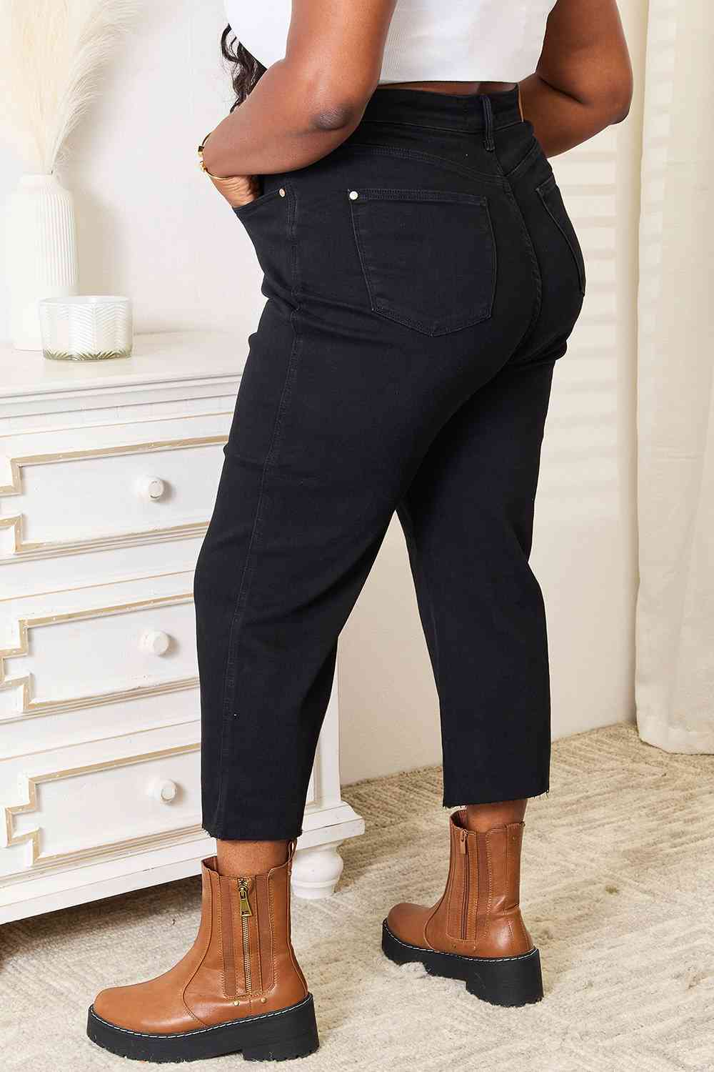 Judy Blue Full Size High Waist Wide Leg Cropped Jeans BLUE ZONE PLANET
