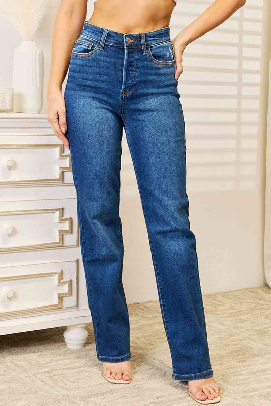 Judy Blue Full Size Straight Leg Jeans with Pockets-TOPS / DRESSES-[Adult]-[Female]-Medium-0(24)-2022 Online Blue Zone Planet