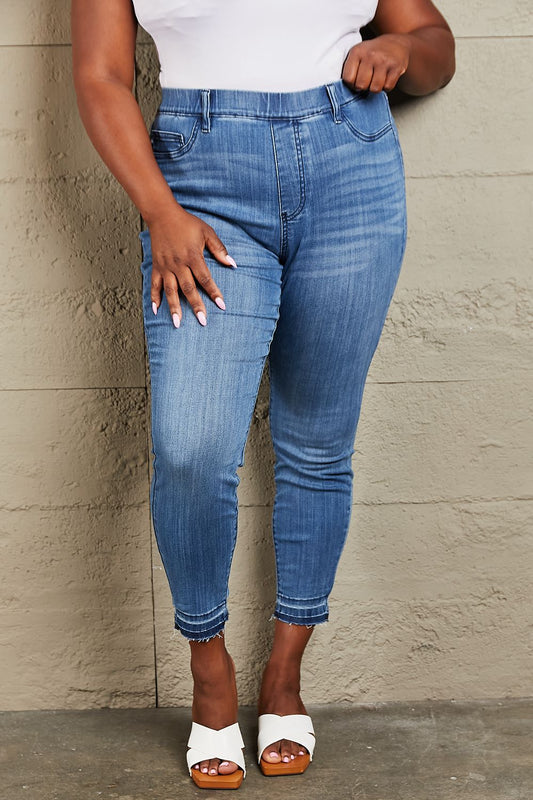 Judy Blue Janavie Full Size High Waisted Pull On Skinny Jeans BLUE ZONE PLANET