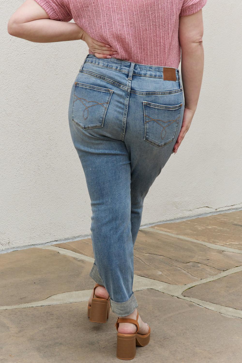 Judy Blue Macy Full Size Mid Rise Boyfriend Jeans BLUE ZONE PLANET