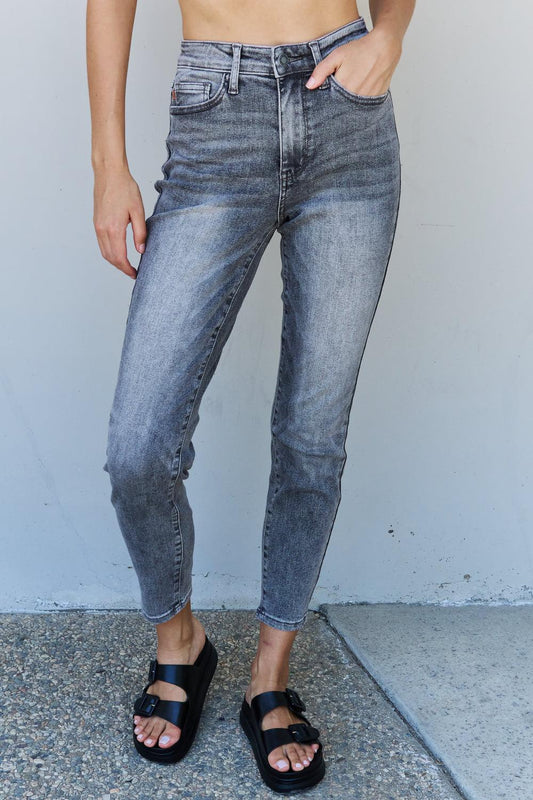 Judy Blue Racquel Full Size High Waisted Stone Wash Slim Fit Jeans BLUE ZONE PLANET