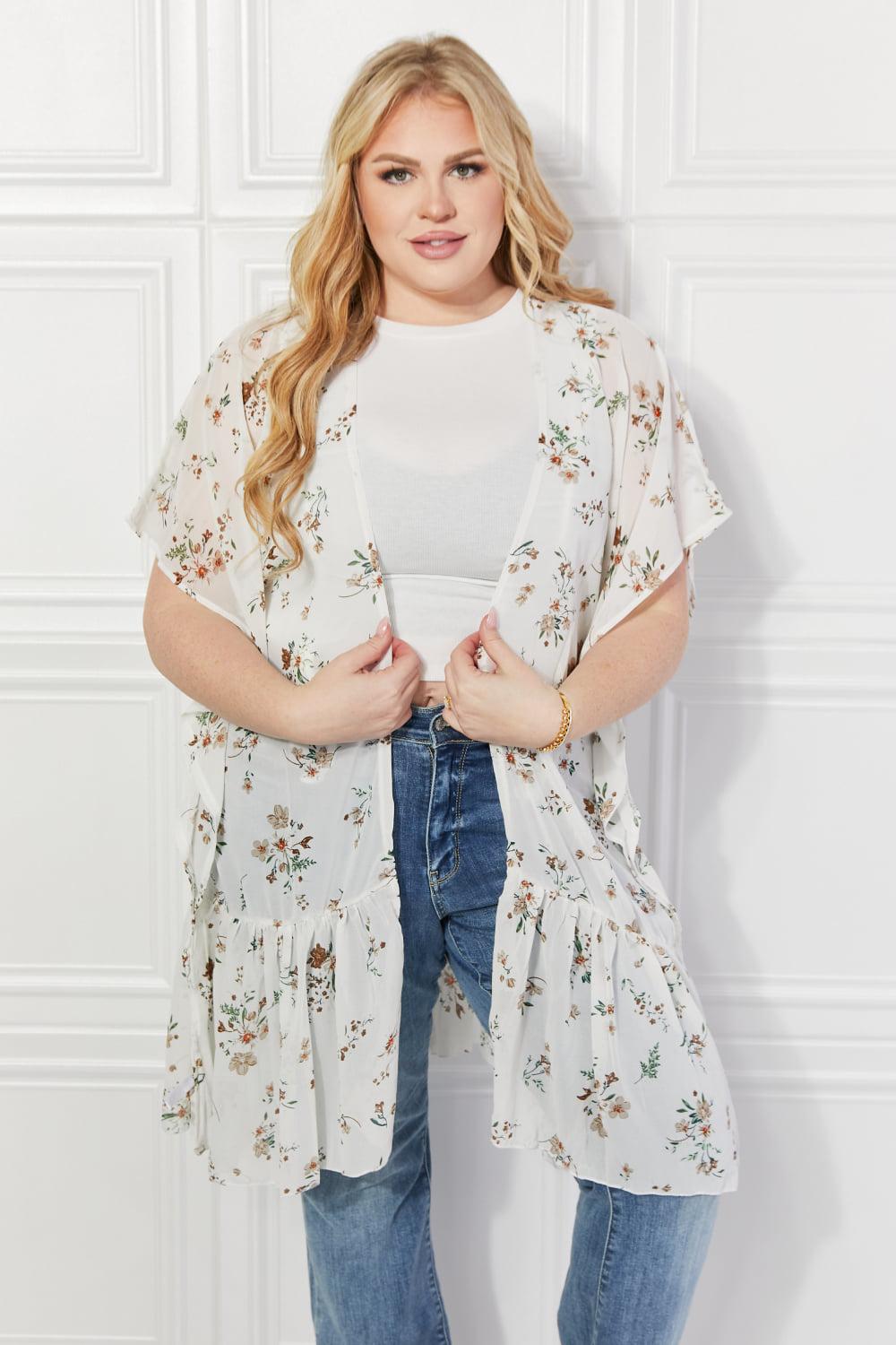 Justin Taylor Boho Meadow of Daisies Floral Kimono BLUE ZONE PLANET