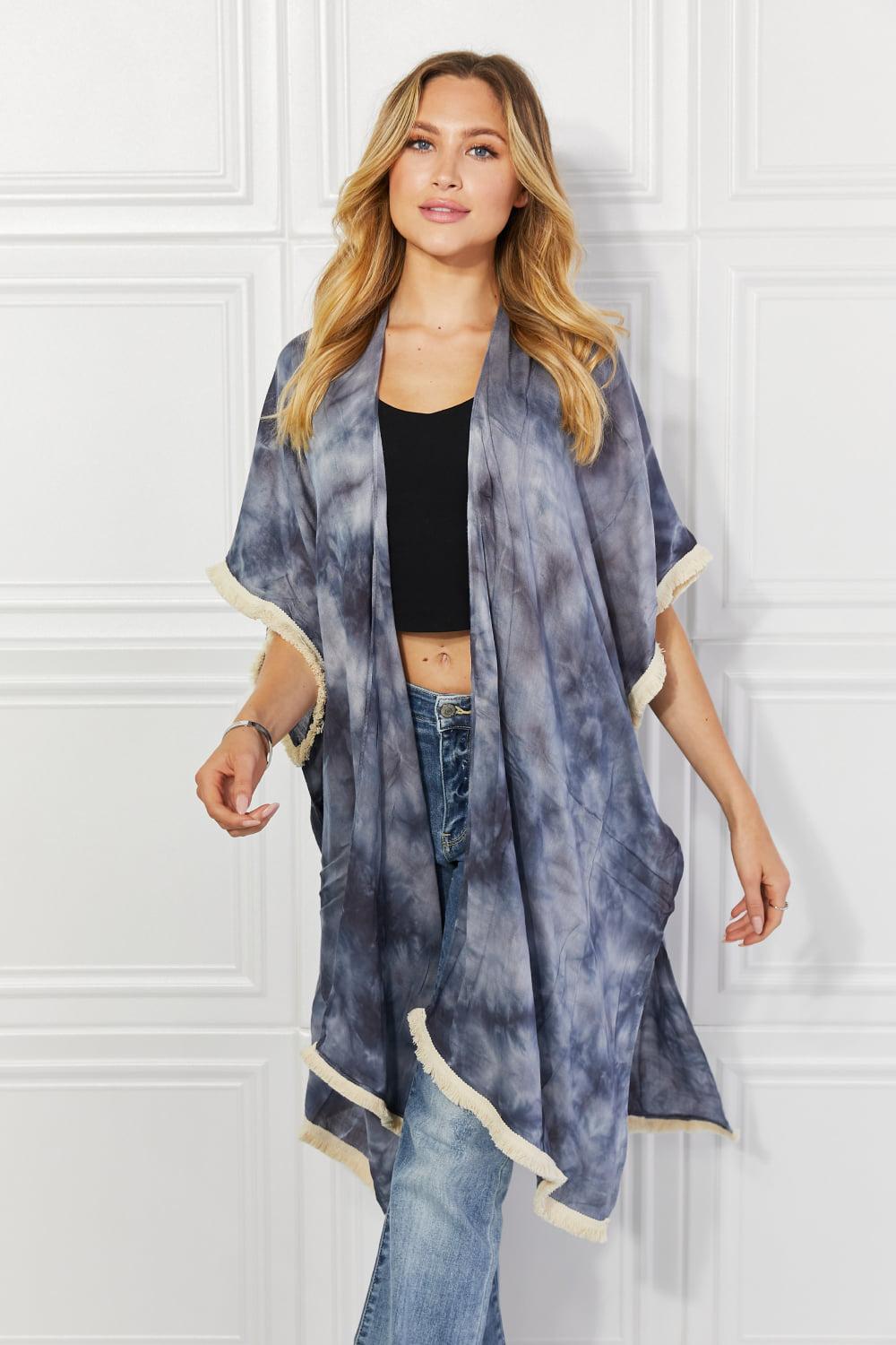 Justin Taylor Cloud Rush Swim Cover-Up Kimono BLUE ZONE PLANET