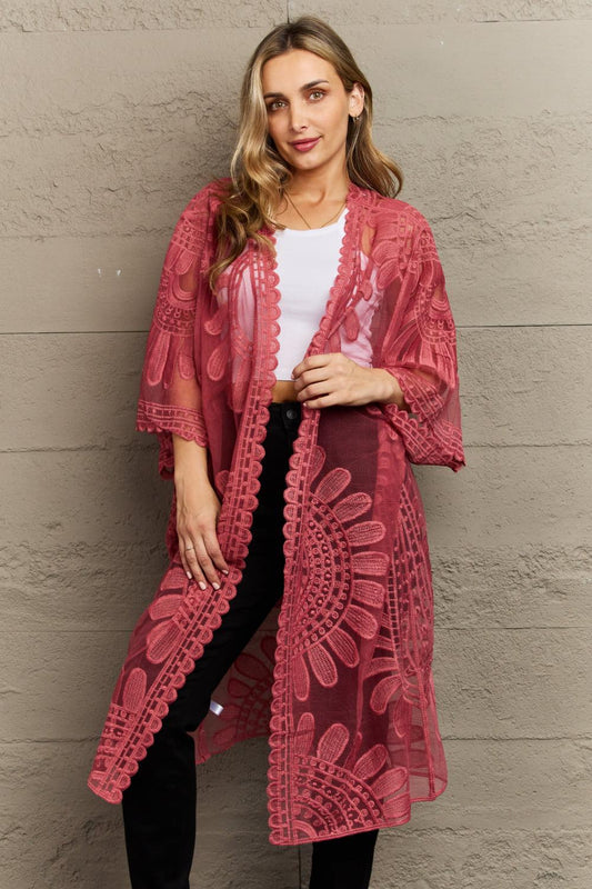 Justin Taylor Legacy Lace Duster Kimono-TOPS / DRESSES-[Adult]-[Female]-Rose-One Size-2022 Online Blue Zone Planet