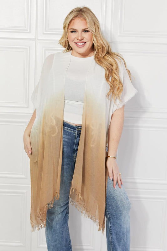Justin Taylor Ombre Cover-Up Kimono-TOPS / DRESSES-[Adult]-[Female]-Taupe-One Size-2022 Online Blue Zone Planet