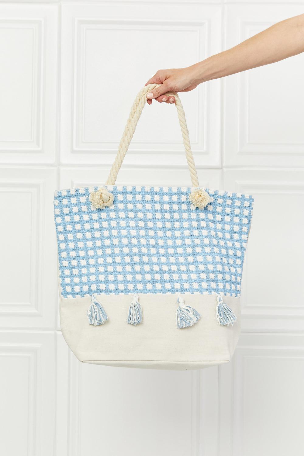 Justin Taylor Picnic Date Tassle Tote Bag BLUE ZONE PLANET