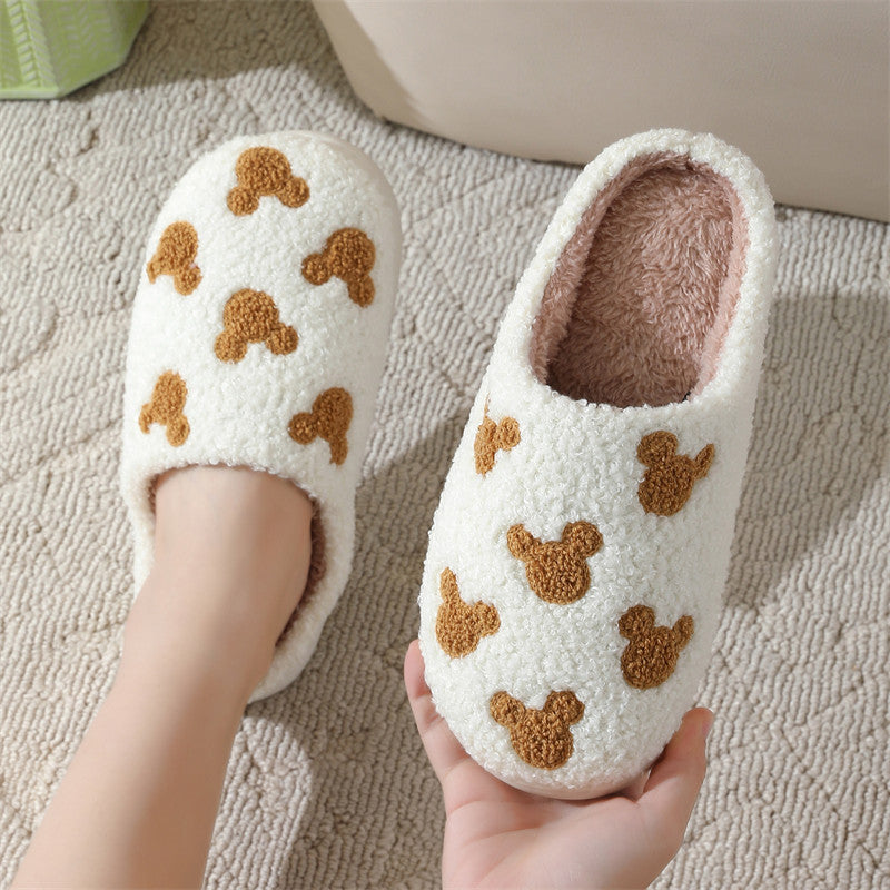 Xiaomi Bear Pattern Cotton Slippers Indoor Home Plush Warm Slippers-[Adult]-[Female]-White-36/37-2022 Online Blue Zone Planet