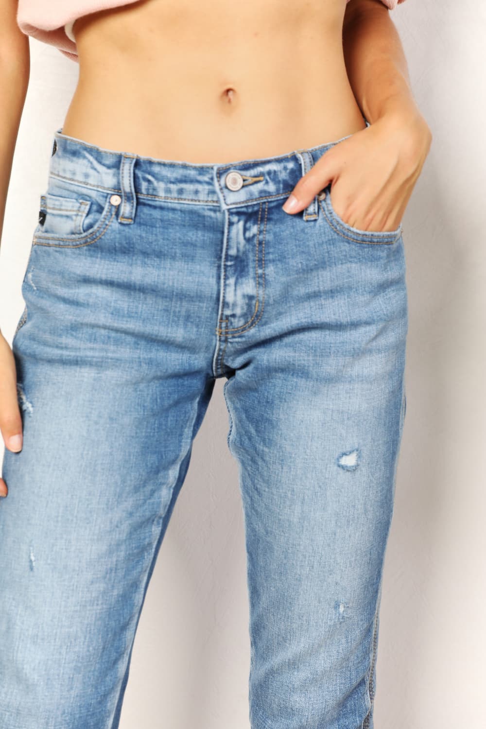 Kancan Full Size Mid Rise Slim Boyfriend Jeans BLUE ZONE PLANET