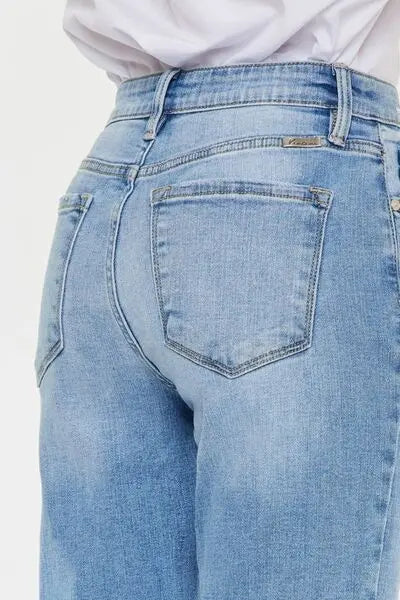 Kancan High Waist Raw Hem Straight Jeans BLUE ZONE PLANET