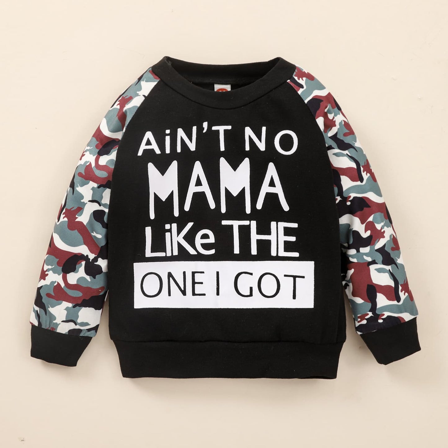Kids Slogan Graphic Sweatshirt and Camoflague Patch Distressed Jeans Set-TODDLER-[Adult]-[Female]-2022 Online Blue Zone Planet