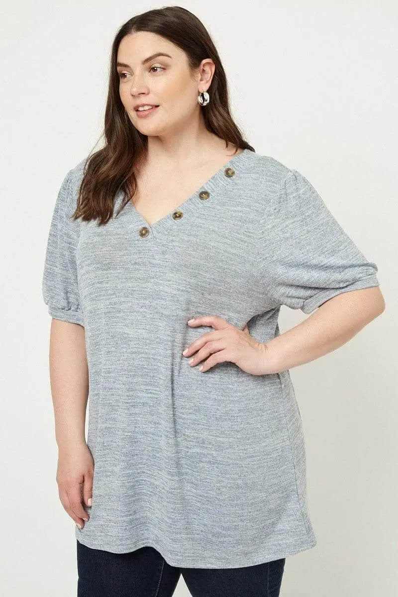 Knit V-neck Top Blue Zone Planet