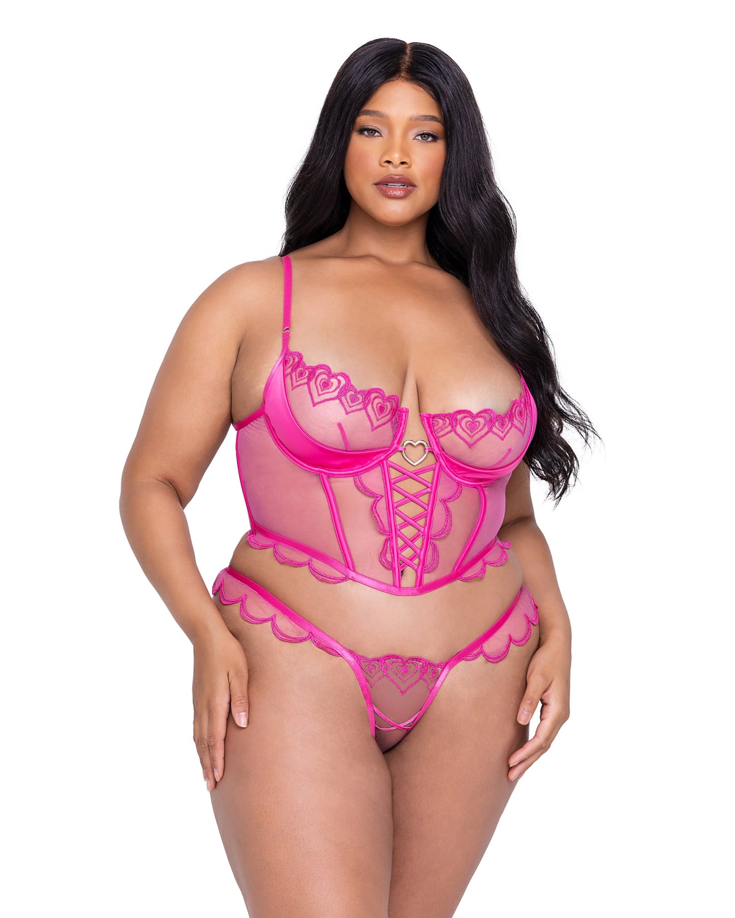 Bubblegum-Heart-2-Piece-Bustier-Set-LINGERIE-[Adult]-[Female]-1X-Pink-2022 Online Blue Zone Planet