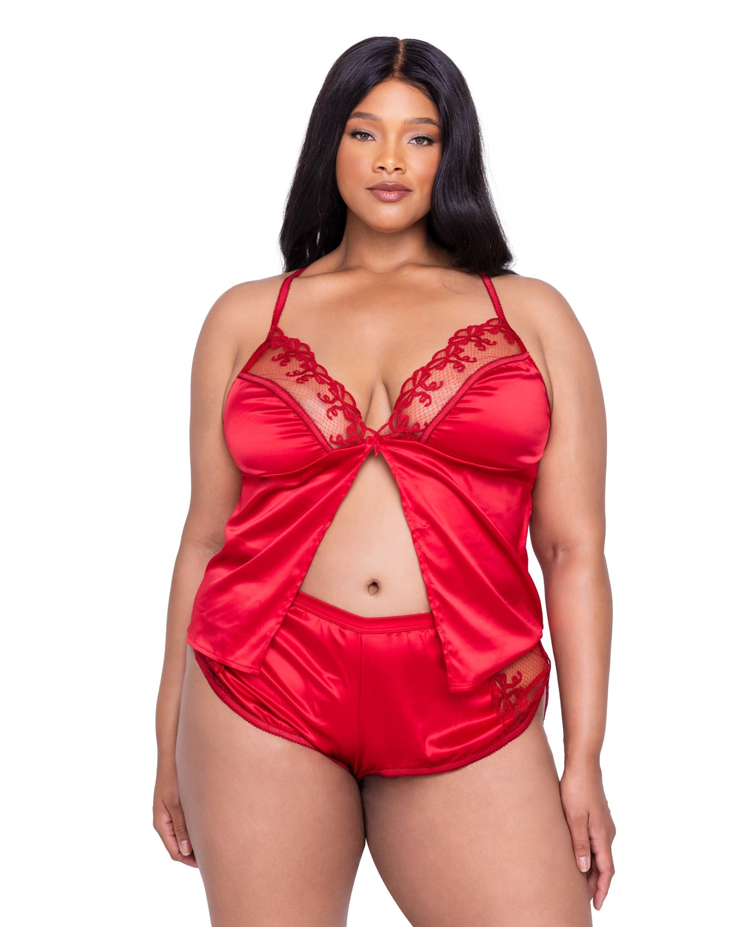 Rouge-Bow-2-Piece-Camisole-Lounge-Set-LINGERIE-[Adult]-[Female]-1X-Red-2022 Online Blue Zone Planet