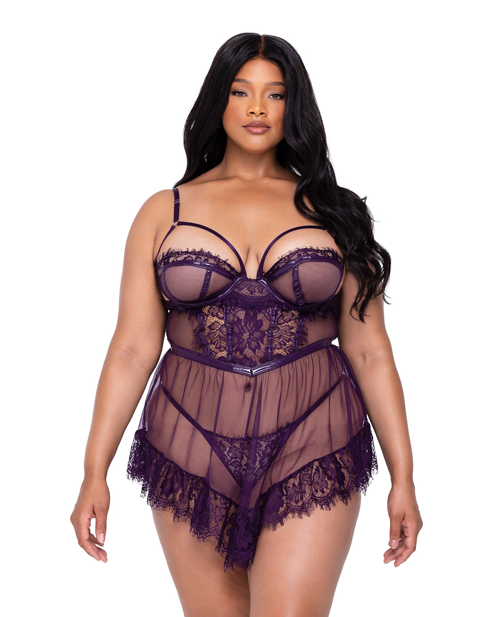 Sugar-Plum-Babydoll-2-Piece-Set-LINGERIE-[Adult]-[Female]-1X-Purple-2022 Online Blue Zone Planet