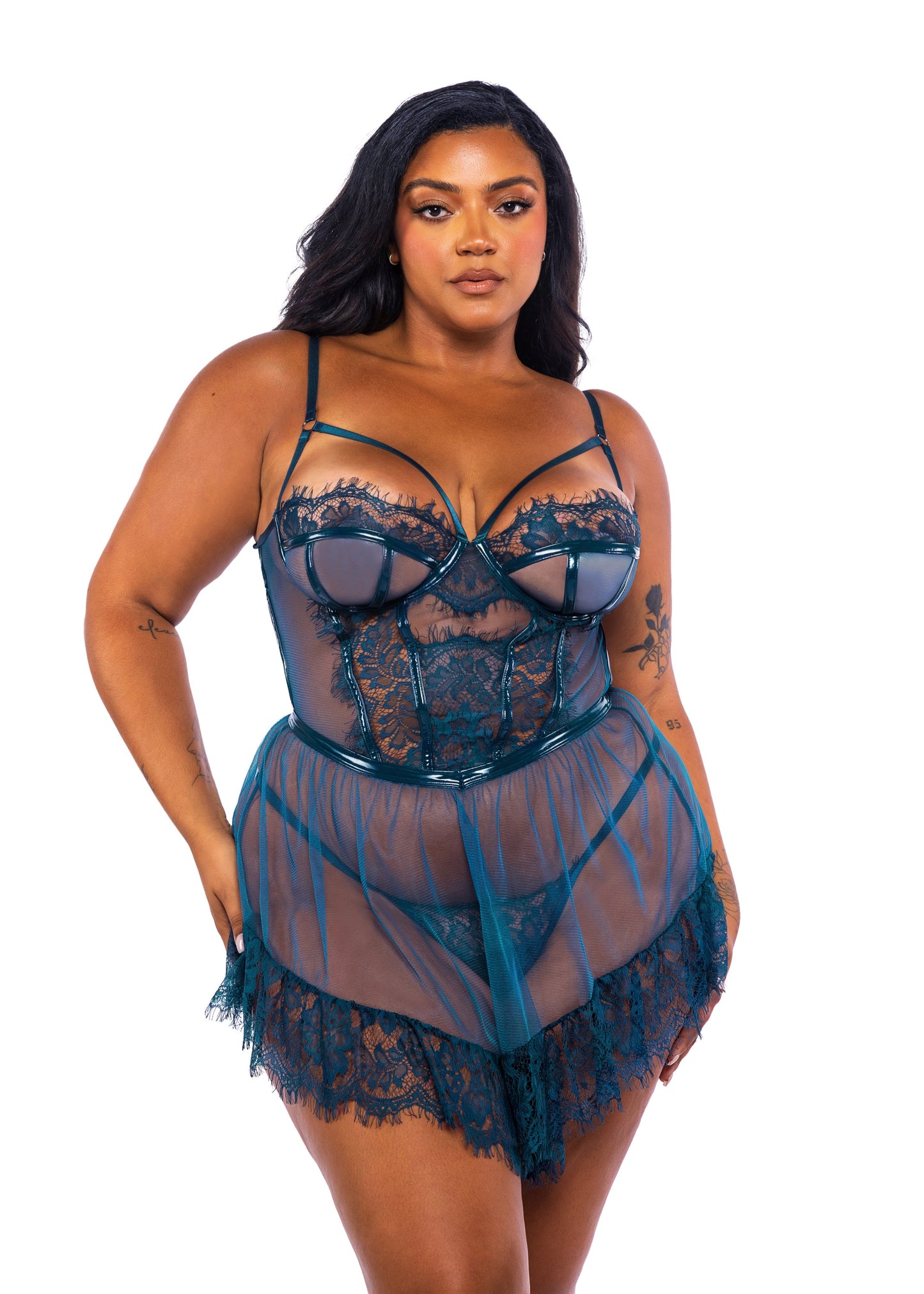 Eden Babydoll 2-Piece Set Lingerie-[Adult]-[Female]-teal-1-x-2022 Online Blue Zone Planet