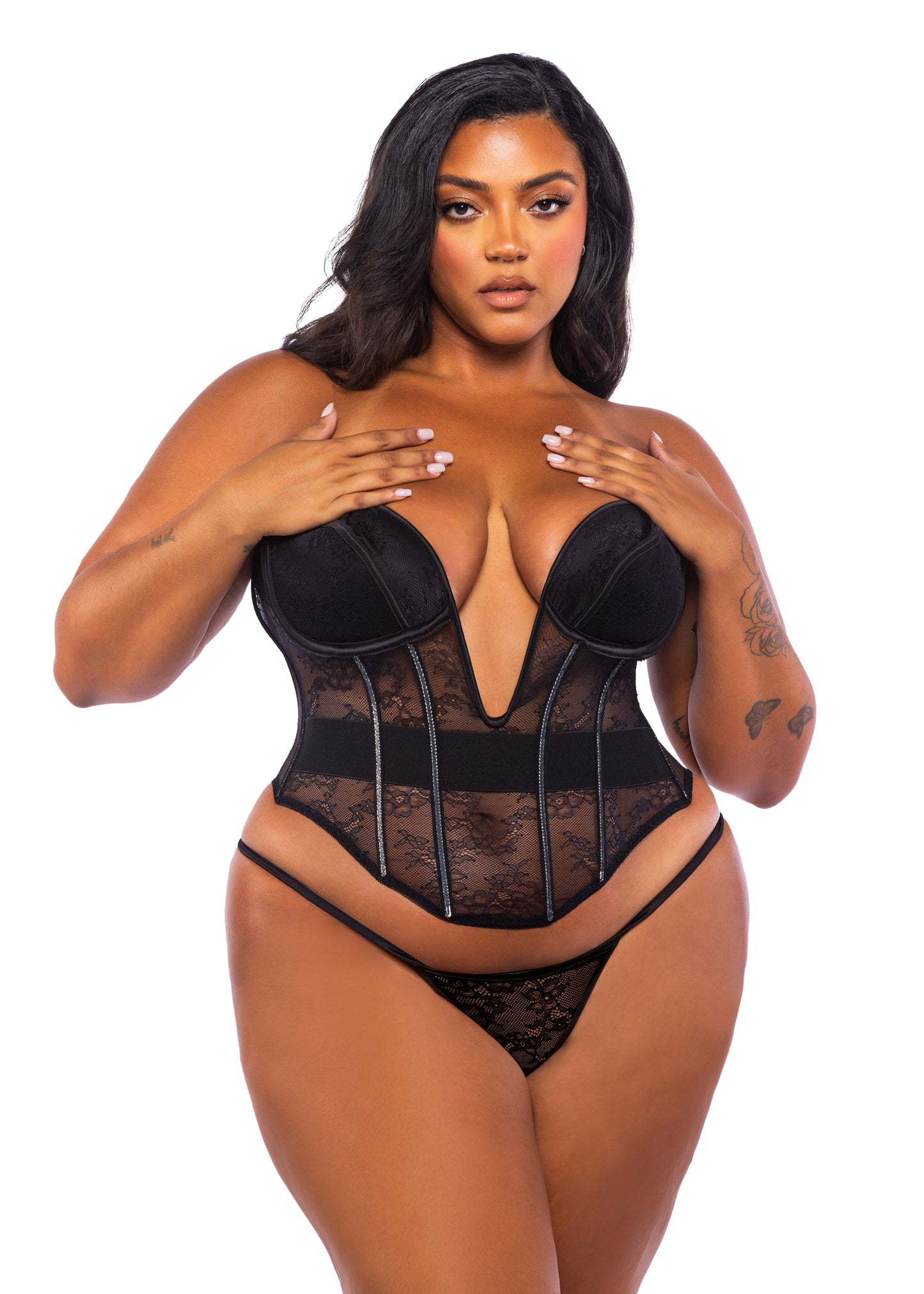 Belle Noir 2-Piece Corset Set Lingerie-[Adult]-[Female]-Black-1-x-2022 Online Blue Zone Planet