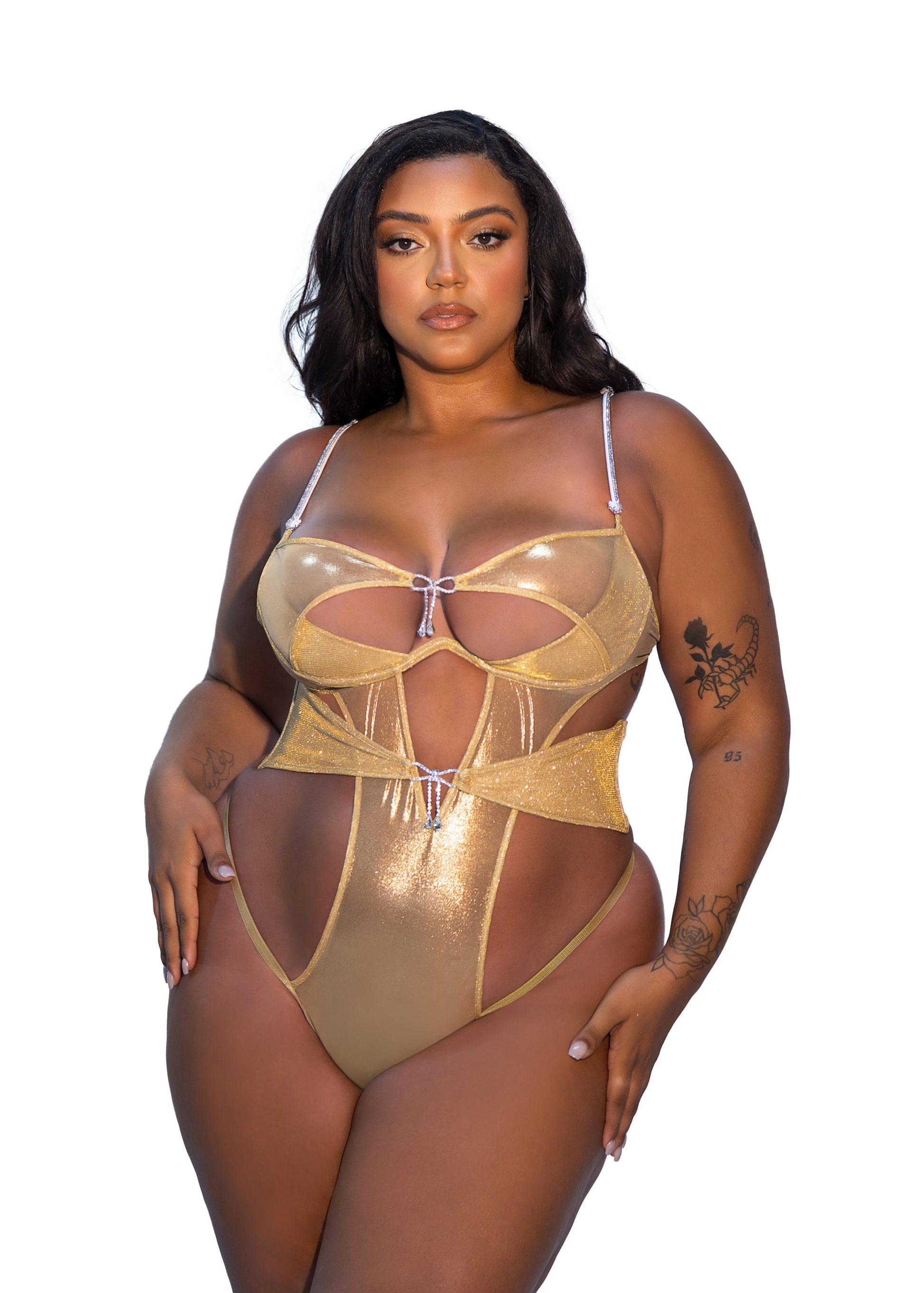 Gilded Beauty Teddy Lingerie-[Adult]-[Female]-Gold-1-x-2022 Online Blue Zone Planet