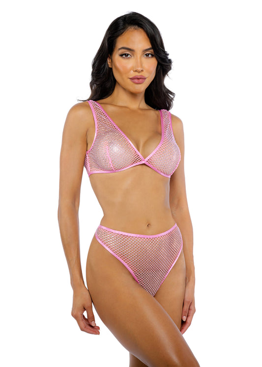 Think Pink Rhinestone Tube 2-Piece Short Set Lingerie-[Adult]-[Female]-Pink-xs-s-2022 Online Blue Zone Planet