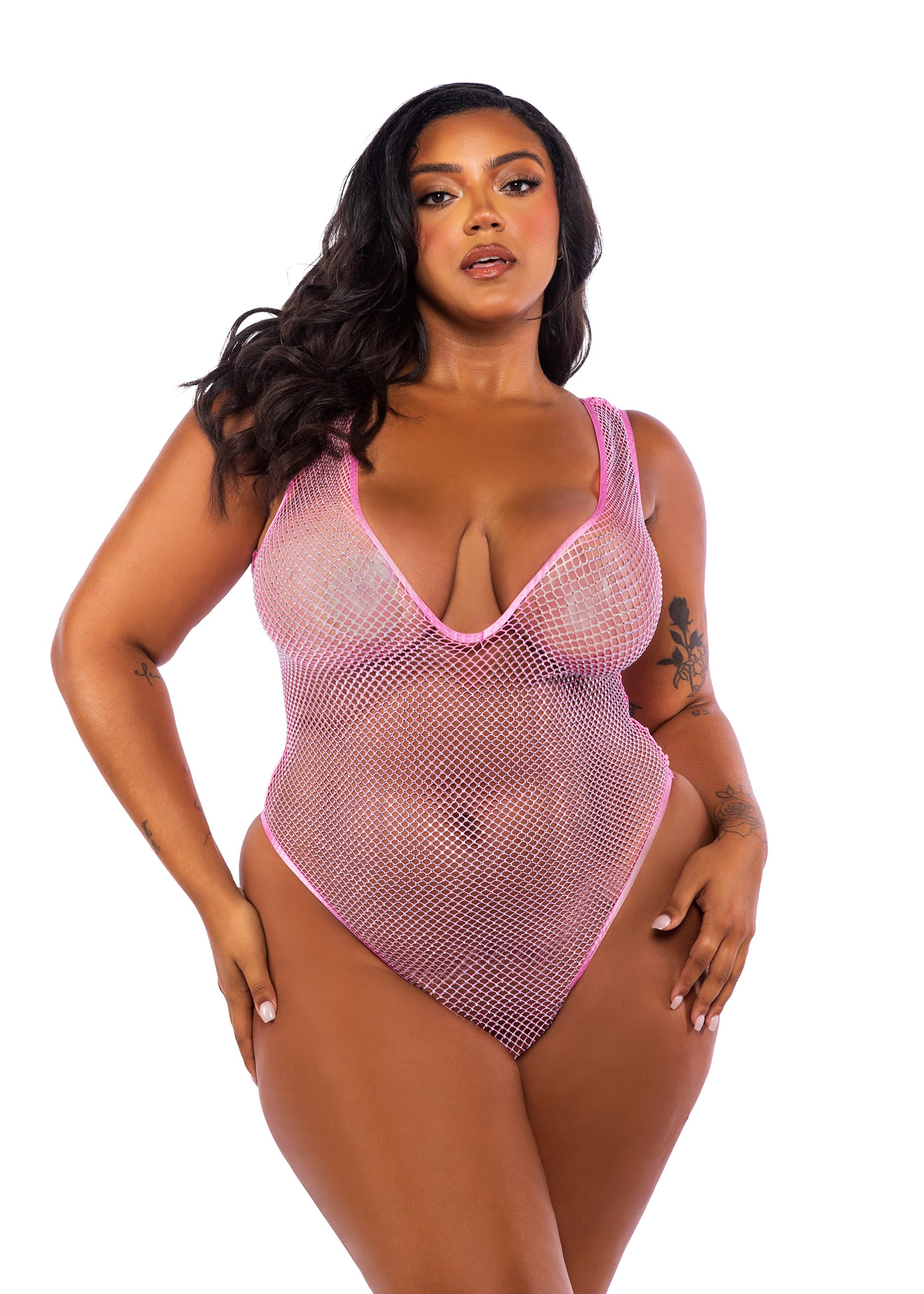 Think Pink Rhinestone Teddy Lingerie-[Adult]-[Female]-Pink-1-x-2-x-2022 Online Blue Zone Planet