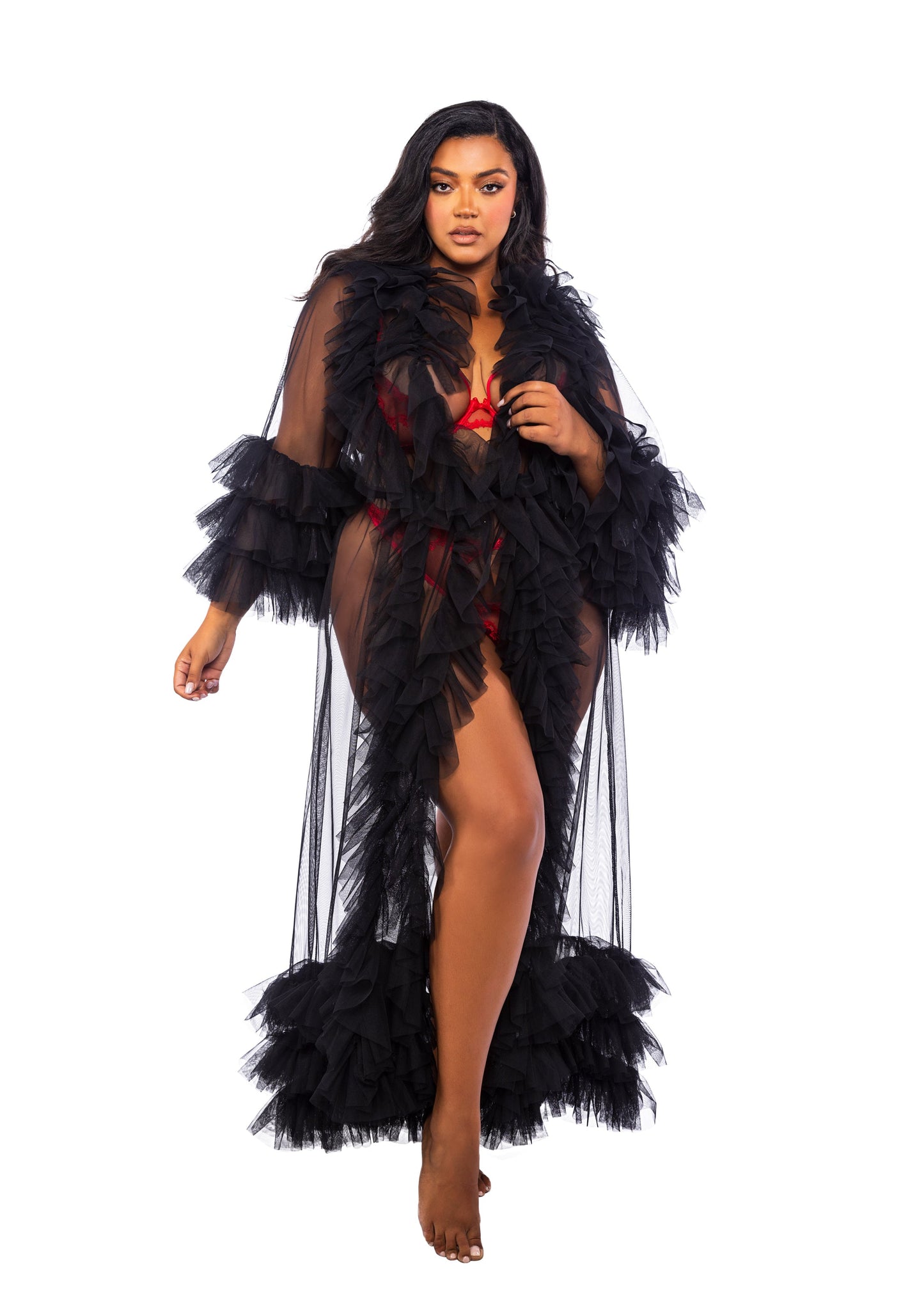 Voguish Glam Luxury Robe Lingerie-[Adult]-[Female]-Black-queen-2022 Online Blue Zone Planet