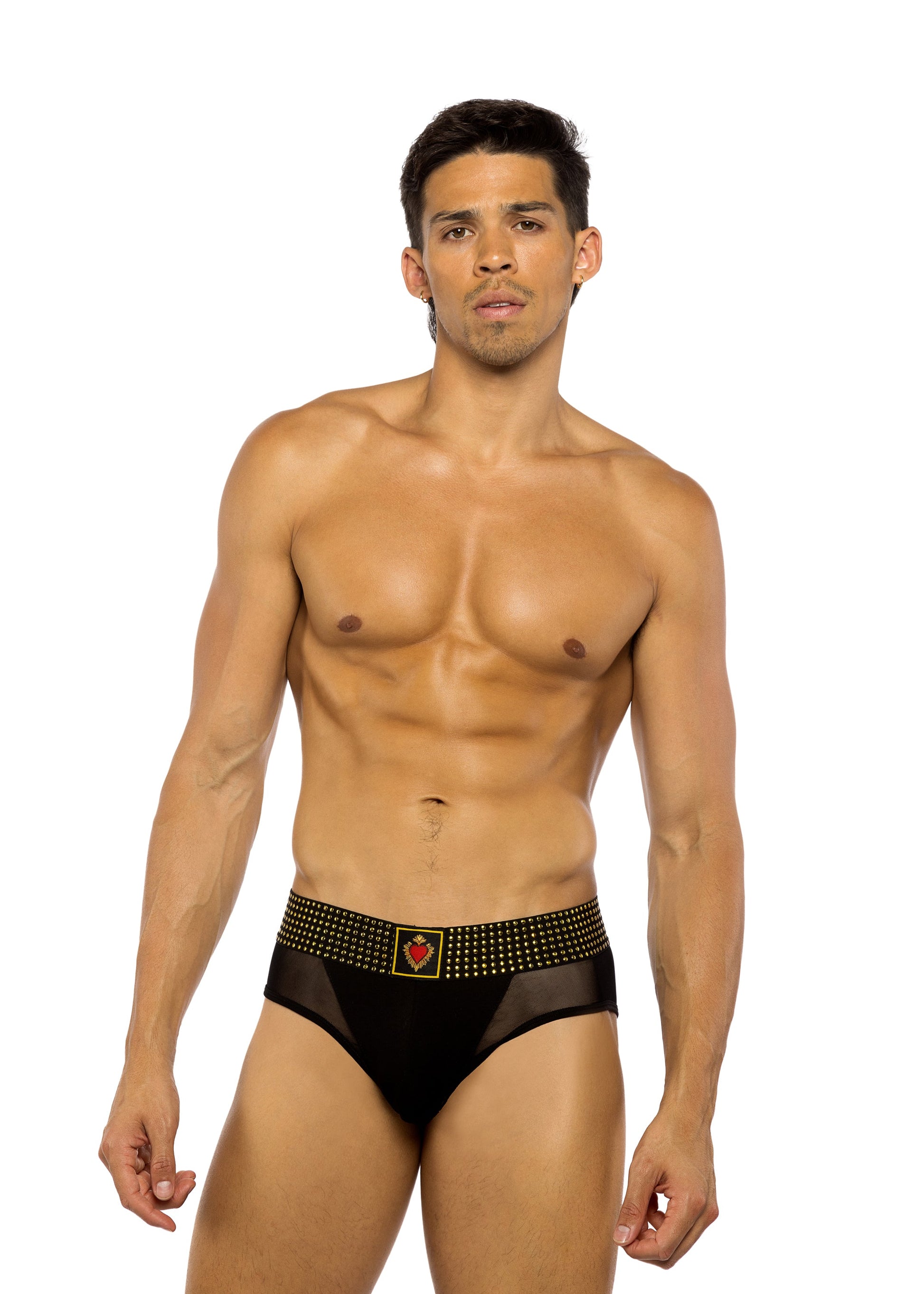 Sacred Heart Briefs With Studded Elastic Lingerie-[Adult]-[Female]-Black-S-2022 Online Blue Zone Planet