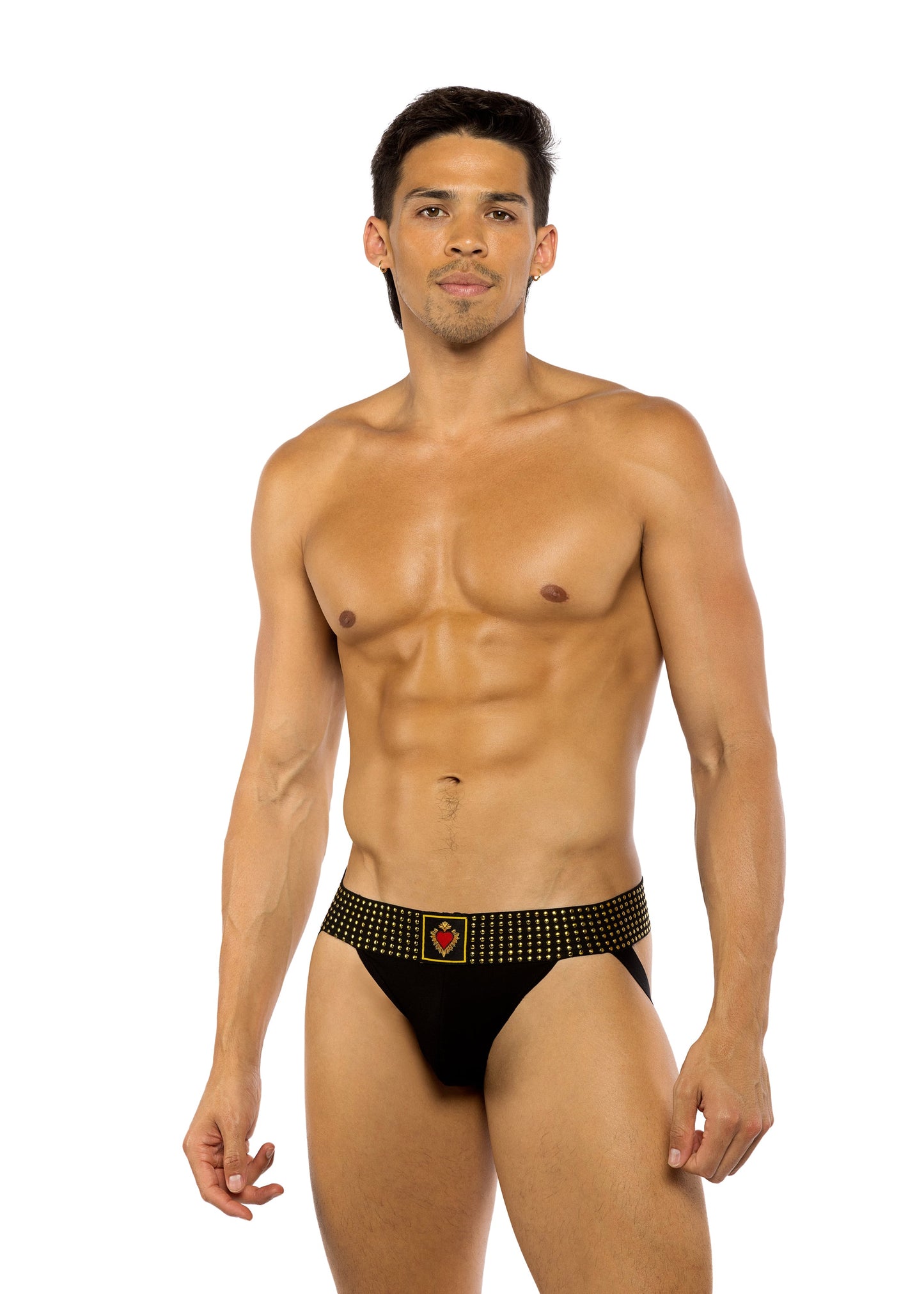 Sacred Heart Jockstrap With Studded Elastic Lingerie-[Adult]-[Female]-Black-S-2022 Online Blue Zone Planet