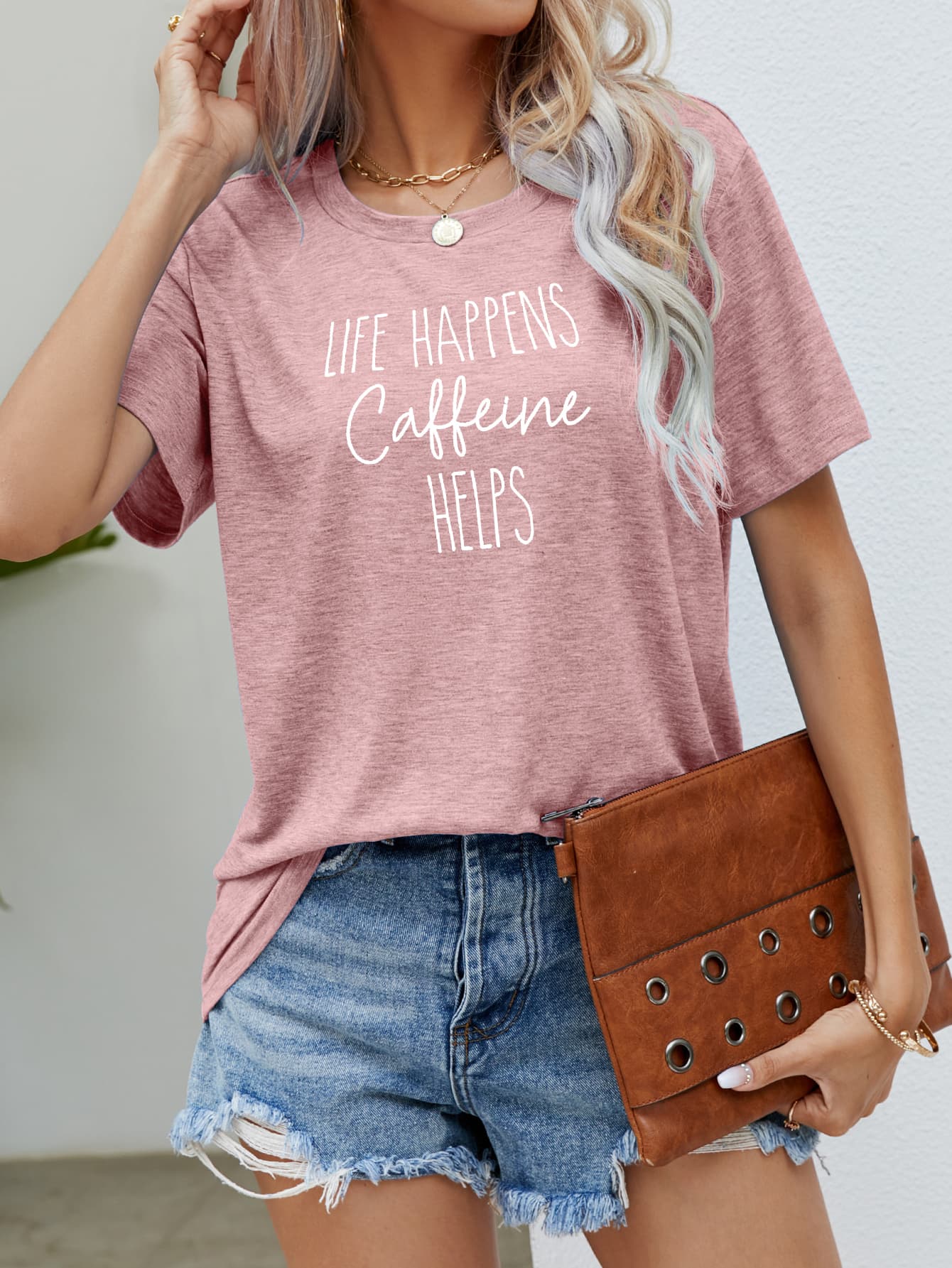 LIFE HAPPENS CAFFEINE HELPS Graphic Tee BLUE ZONE PLANET