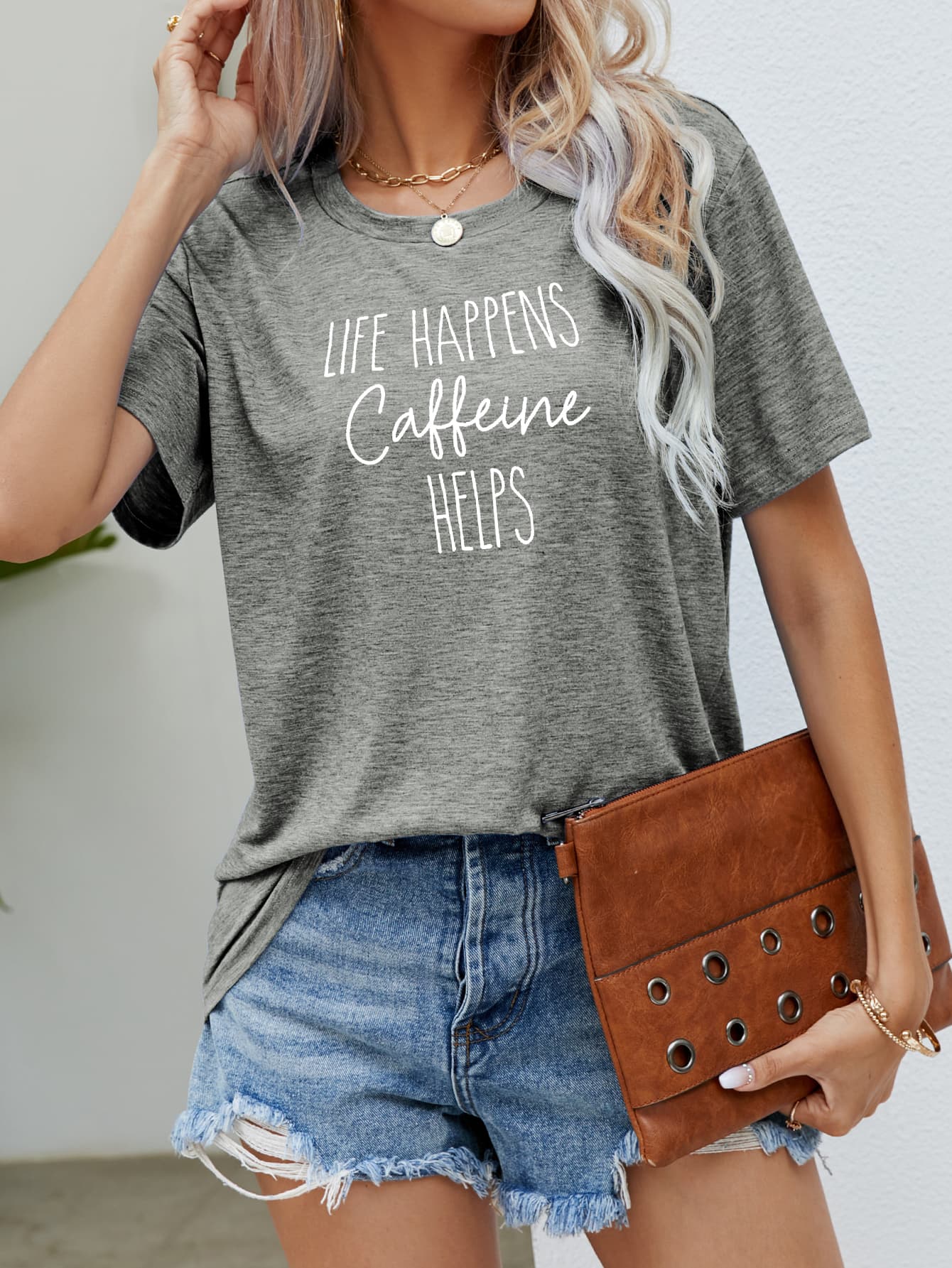 LIFE HAPPENS CAFFEINE HELPS Graphic Tee BLUE ZONE PLANET