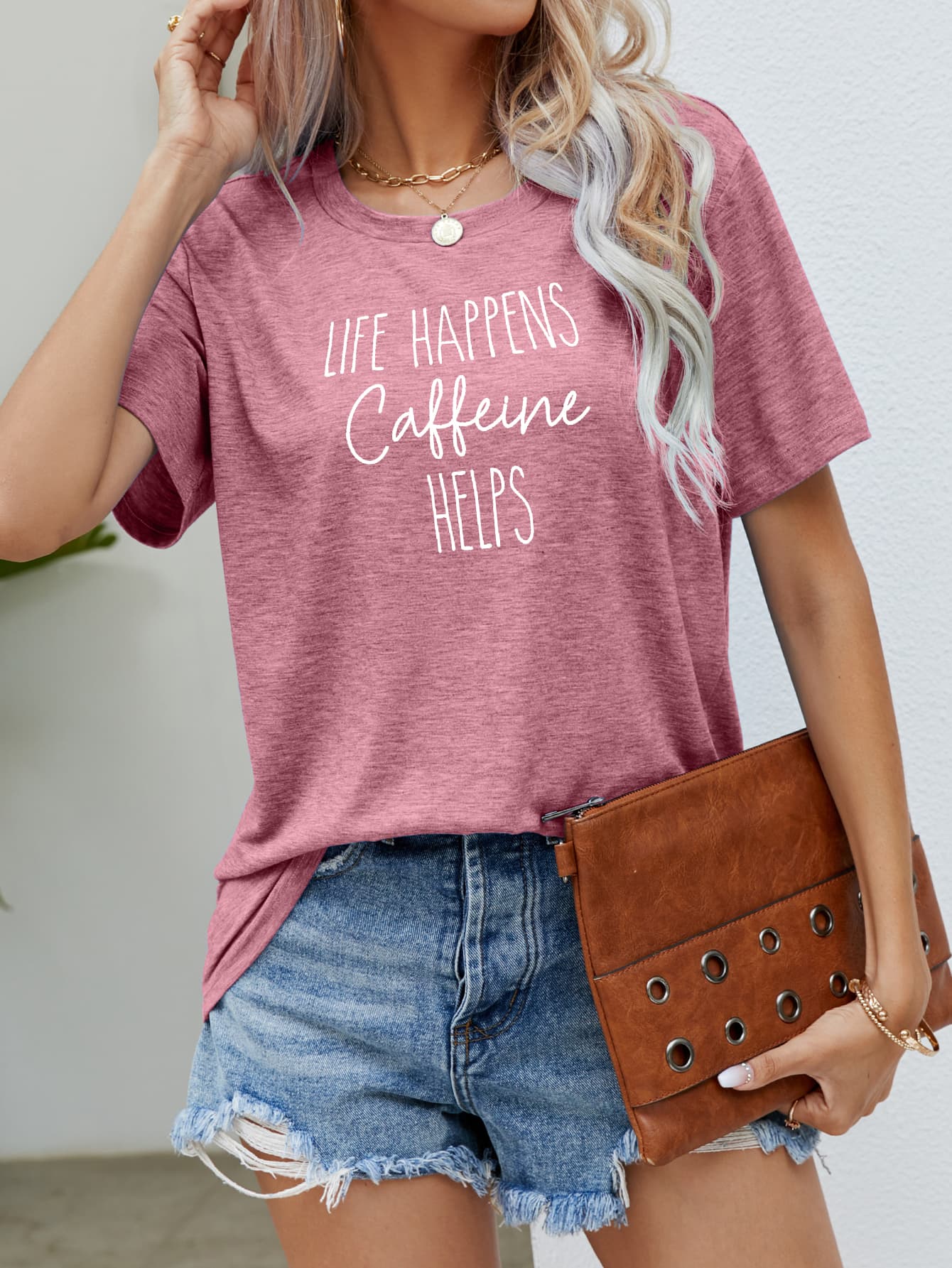 LIFE HAPPENS CAFFEINE HELPS Graphic Tee BLUE ZONE PLANET